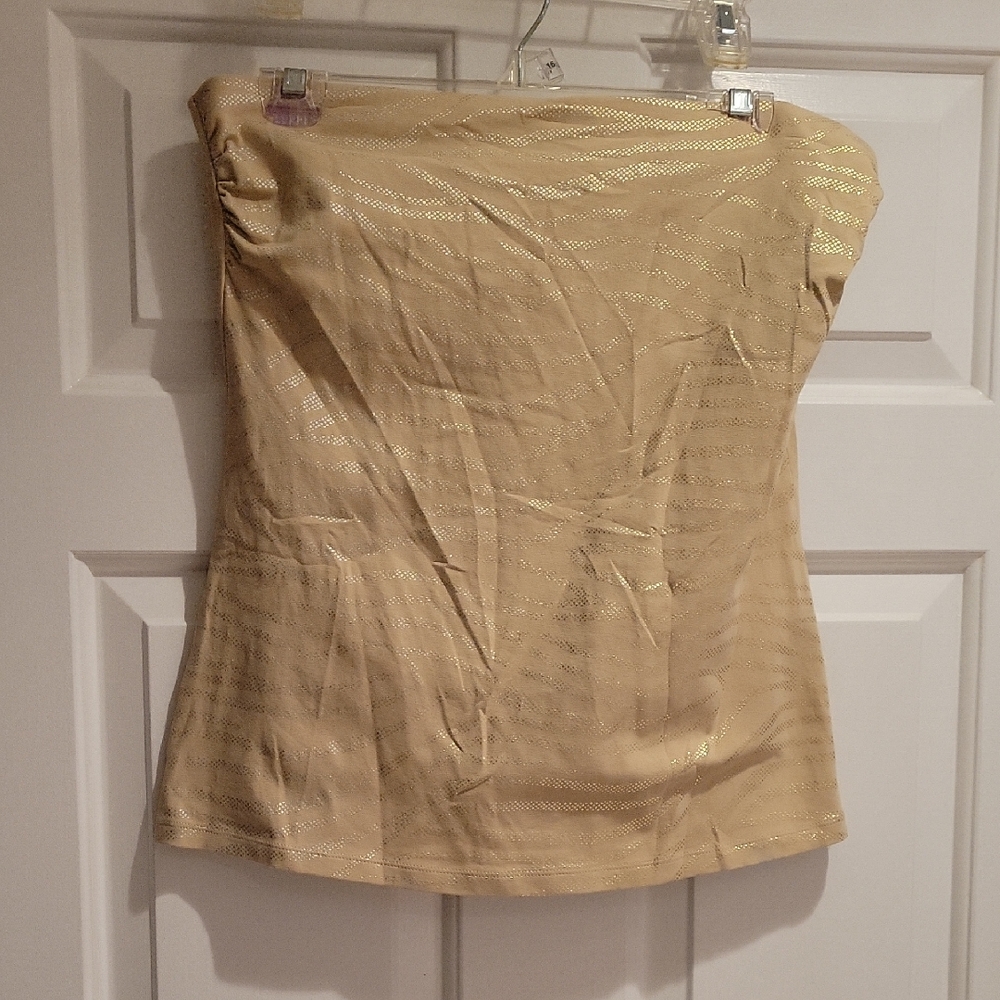 Express Gold Strapless Top